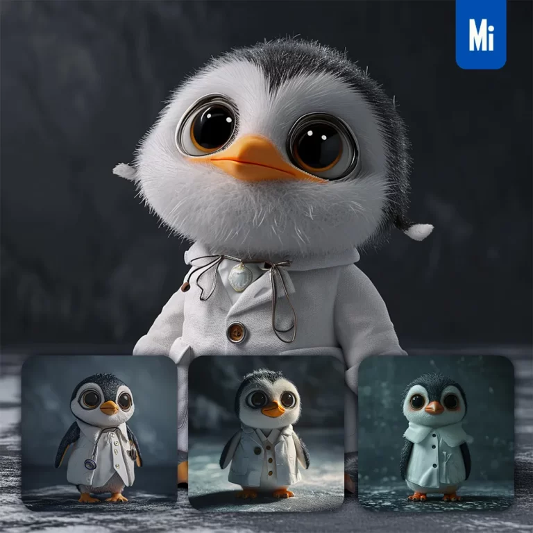 midjourney prompt penguin doctor popmart blindbox 3D cartoon