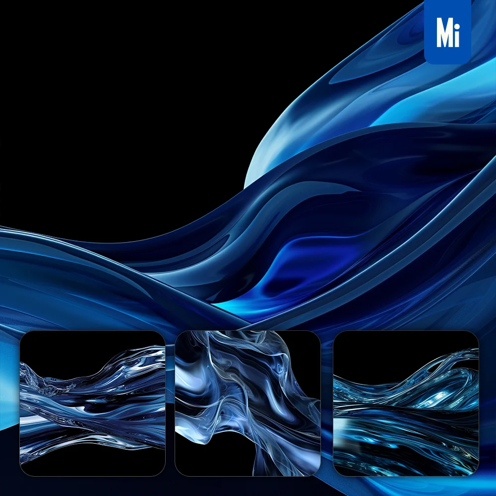 Midjourney Prompt Blue Flowing Water Transparent Curve