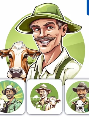 Midjourney Prompt Cow Farm Farmer Logo