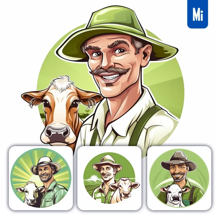 midjourney prompt cow farm farmer logo