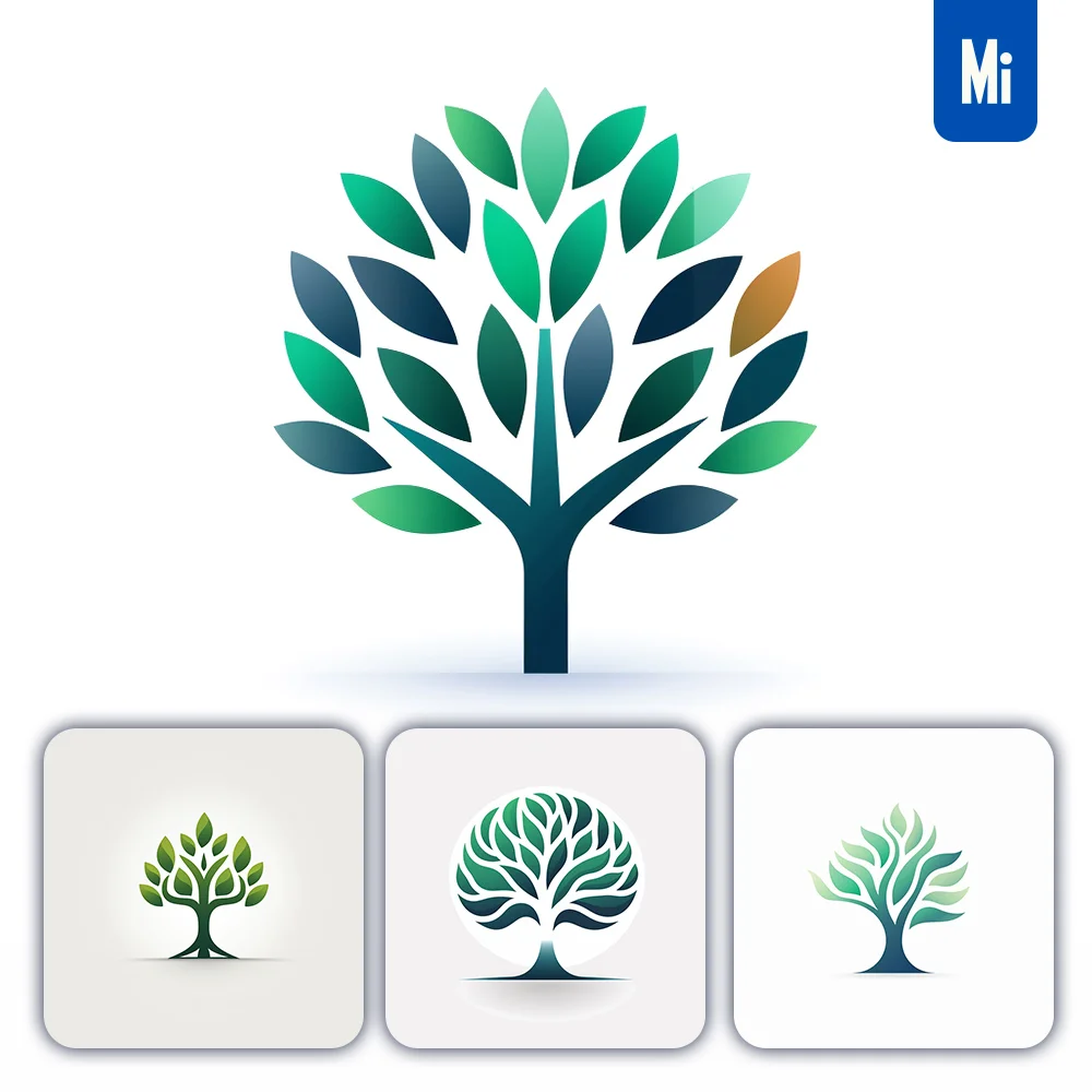 Midjourney Prompt Green Tree Vector Logo