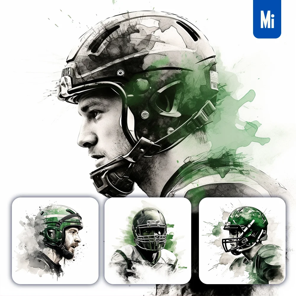 Midjourney Prompt Portrait Football Rugby Player Green