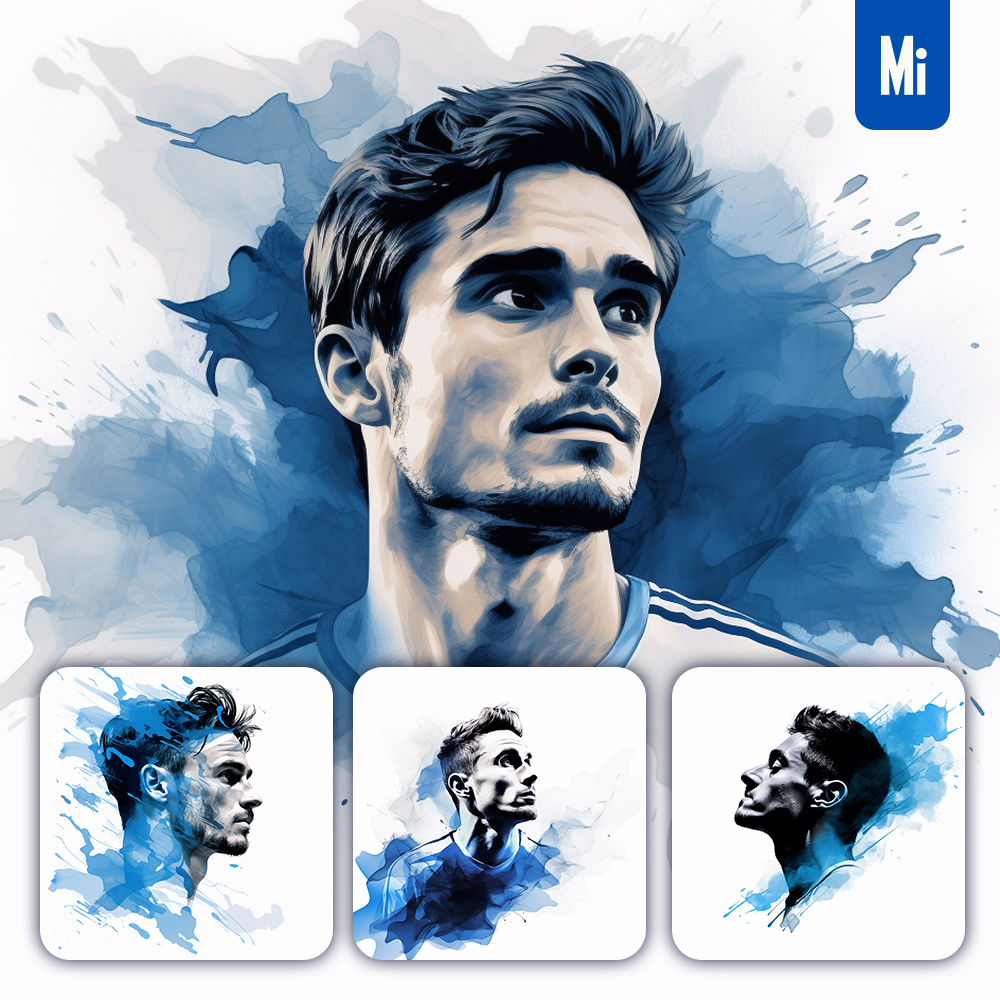 Midjourney Prompt Portrait Football Soccer Player Blue