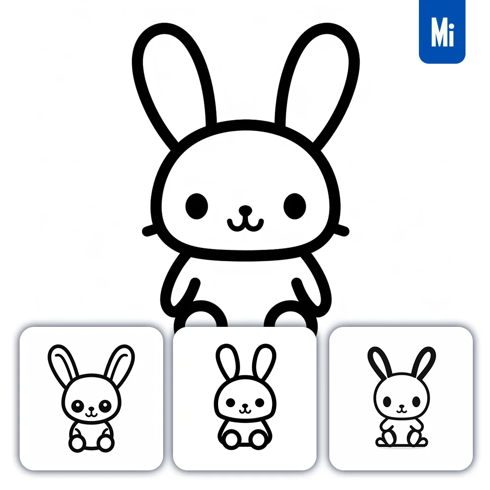 Midjourney Prompt Rabbit Bunny Line Cartoon Vector Logo