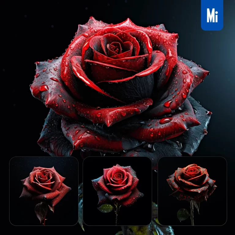 midjourney prompt red rose flower petal photography