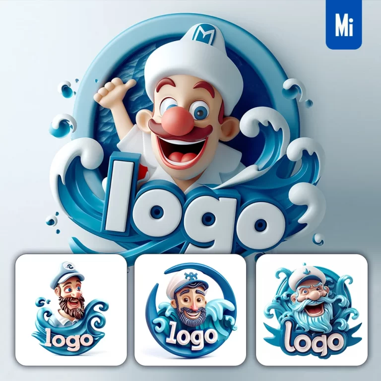 midjourney prompt sailor captain 3D cartoon logo