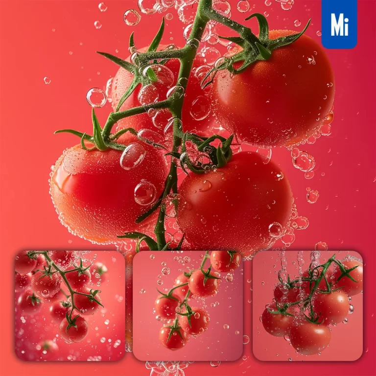 midjourney prompt tomato bubble water red photography