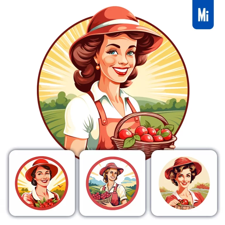 midjourney prompt woman fruit farm farmer logo