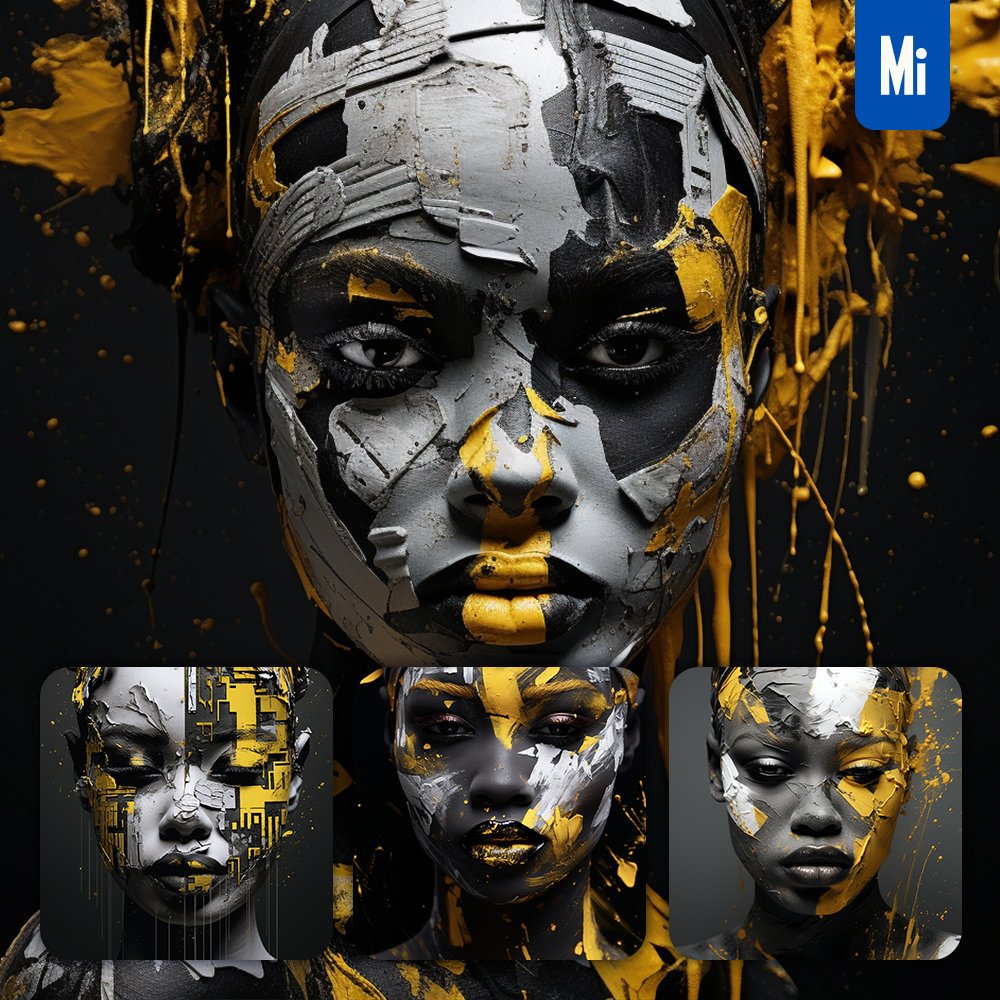 Midjourney Prompt Africa Lady Face Woman Face Portrait Painting