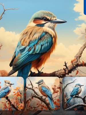 Midjourney Prompt Bird Branch Painting Illustration