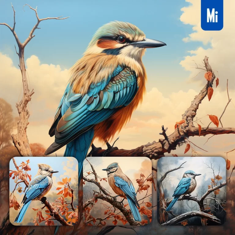 midjourney prompt bird branch painting illustration