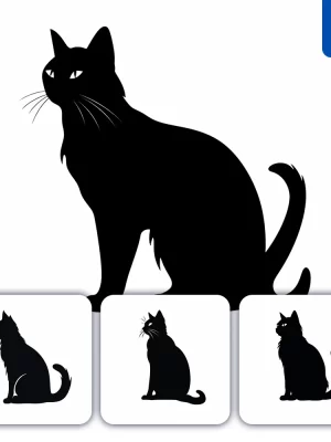 Midjourney Prompt Black Cat Silhouette Logo Illustration