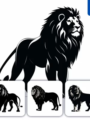 Midjourney Prompt Black Lion Silhouette Logo Illustration