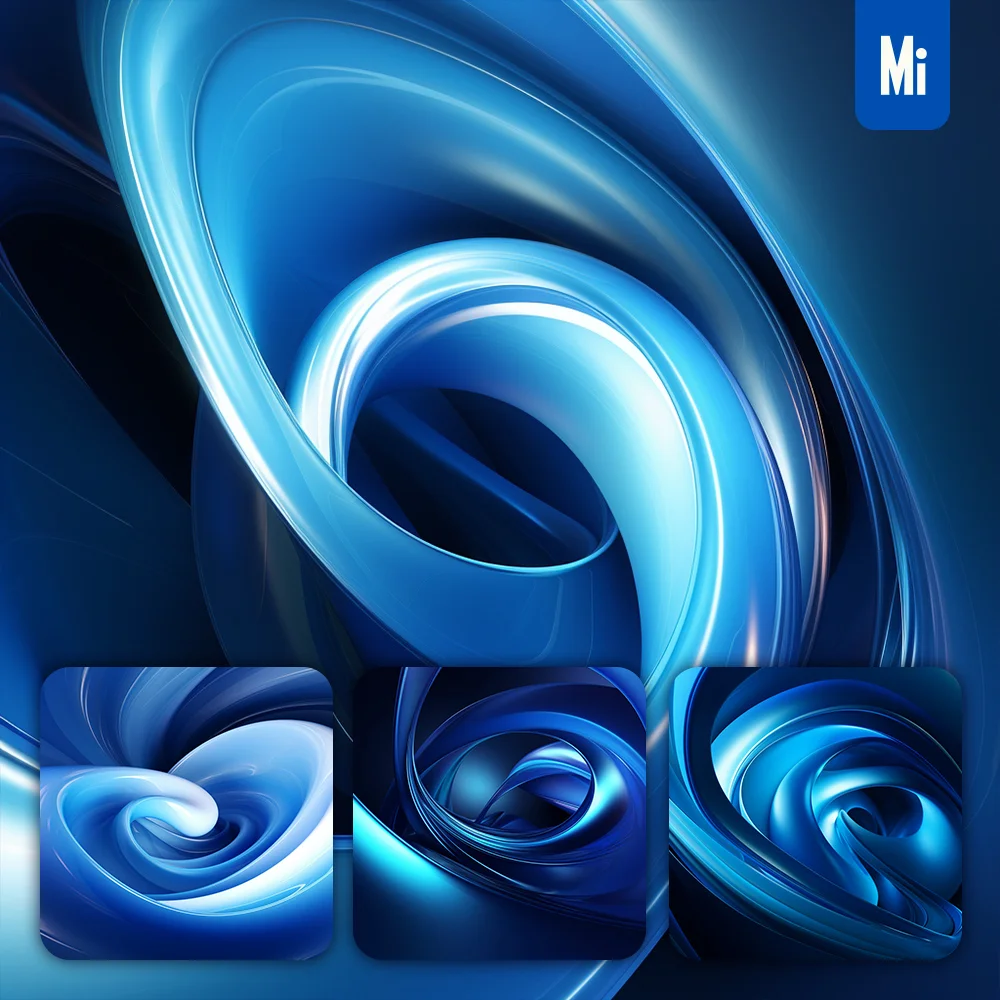 Midjourney Prompt Blue Swirl Light Wallpaper