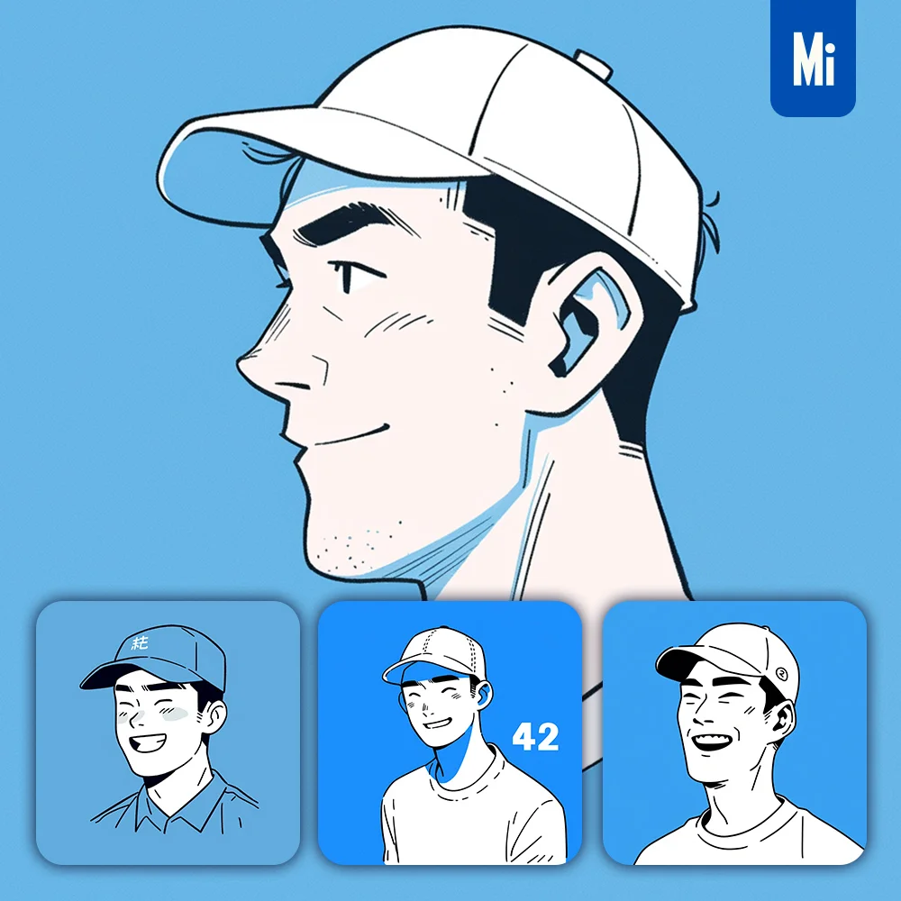 Midjourney Prompt Boy Man Cap Character Portrait Illustration