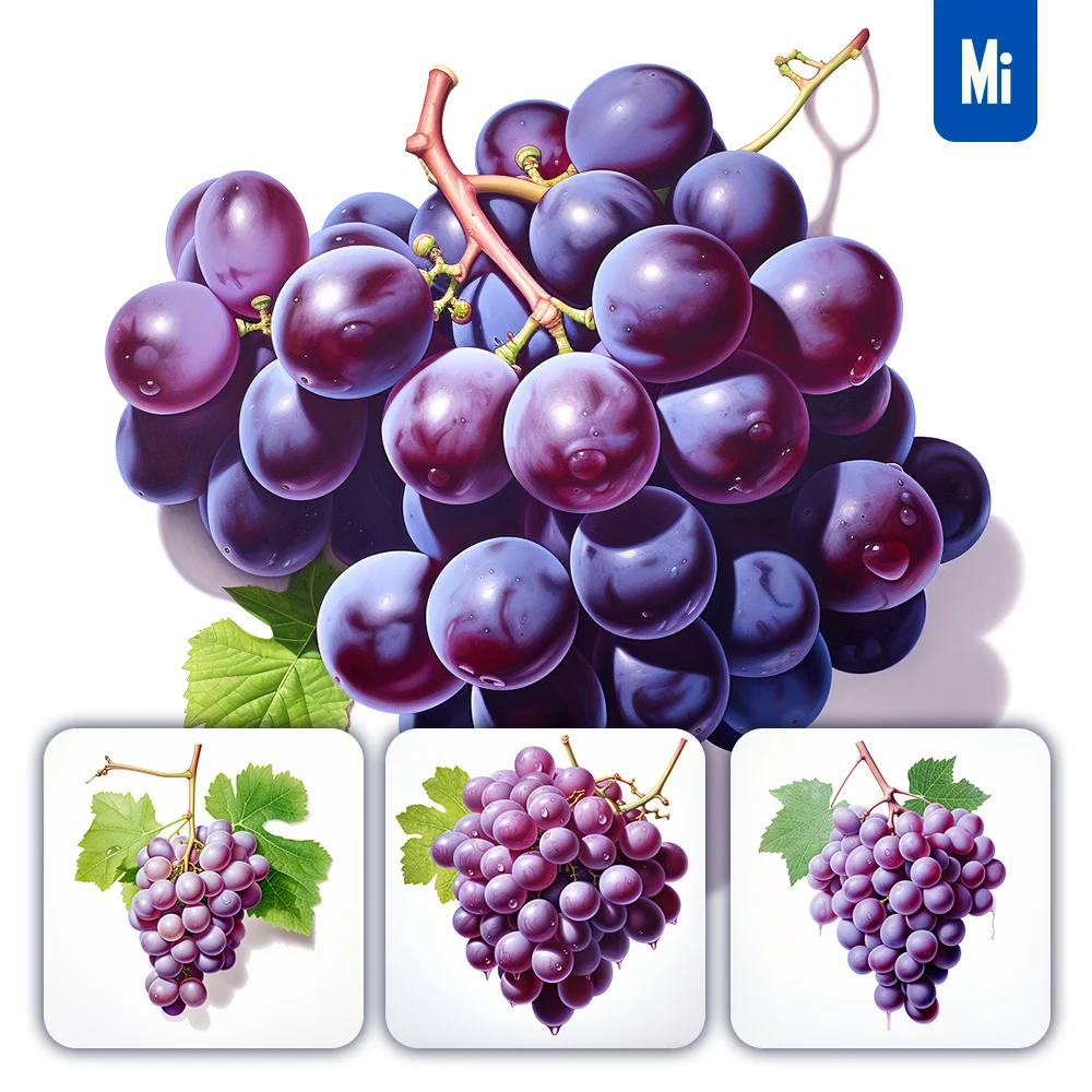 Midjourney Prompt Bunch Grapes Leaf Illustration Painting