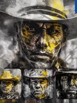 Midjourney Prompt Cowboy Hat Man Face Portrait Painting