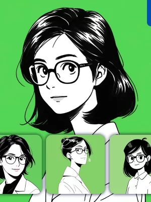 Midjourney Prompt Doctor Woman Glasses Character Portrait Illustration