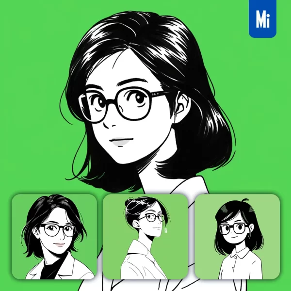 Midjourney Prompt Doctor Woman Glasses Character Portrait Illustration