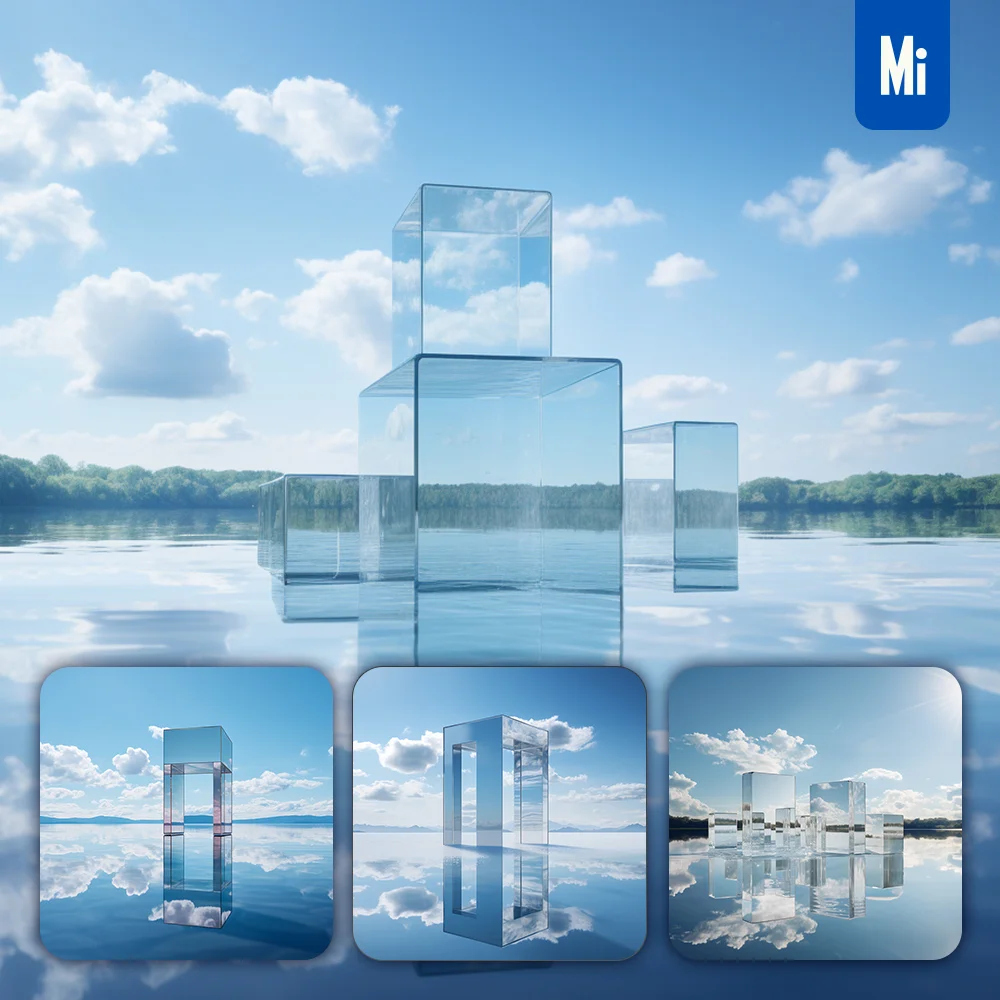 Midjourney Prompt Glass Block Cloud Sky Lake