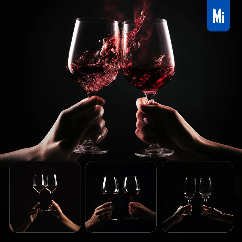 Midjourney Prompt Hands Glasses Red Wine Cheers Photography