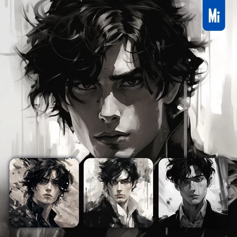 midjourney prompt man black and white face portrait painting