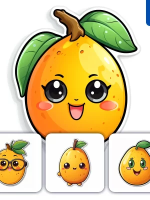 Midjourney Prompt Mango Cute Cartoon Sticker Vector Logo