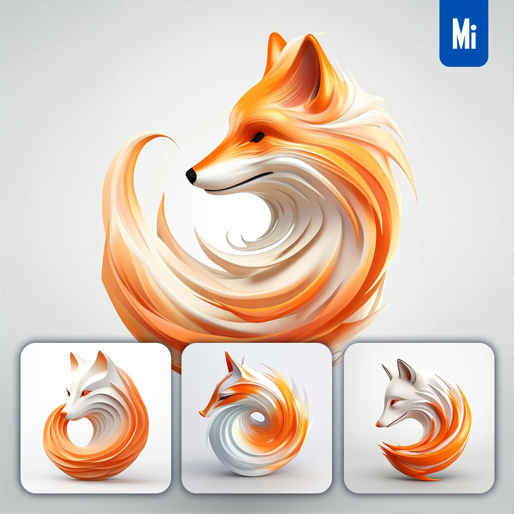 Midjourney Prompt Orange Fox Spiral Logo