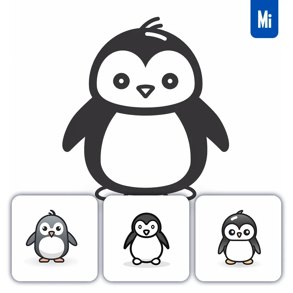 Midjourney Prompt Penguin Cartoon Vector Logo