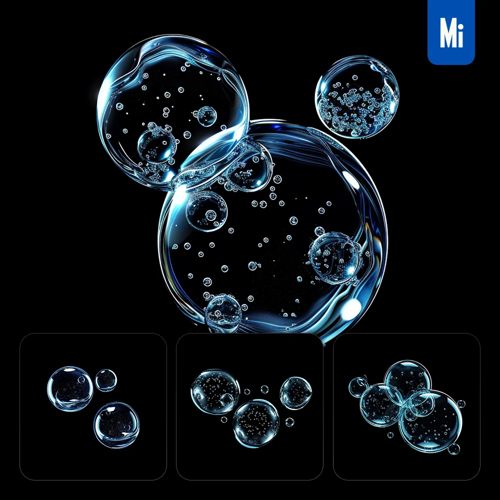 Midjourney Prompt Water Bubble Molecular Transparent