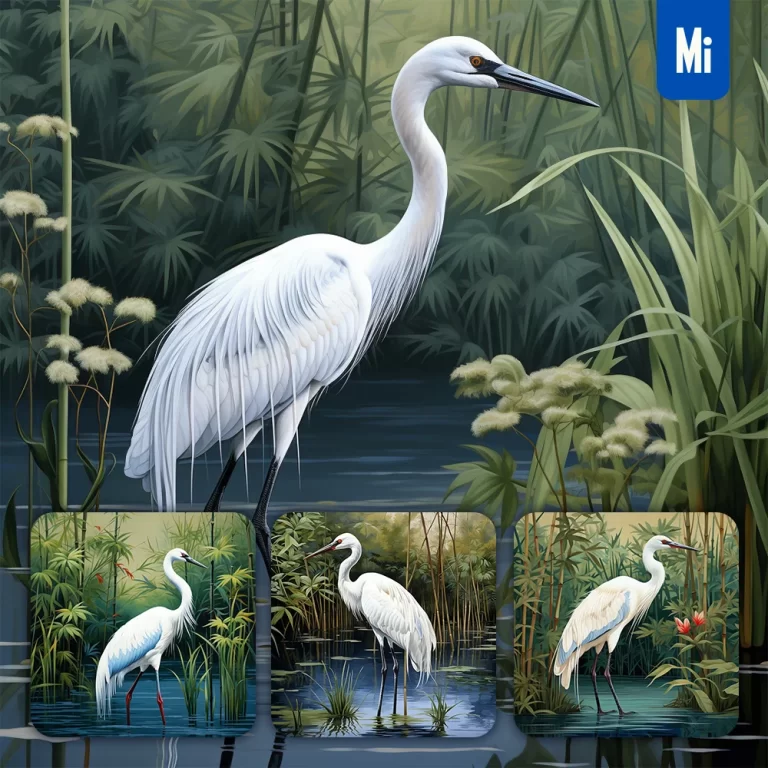 midjourney prompt water lake crane painting