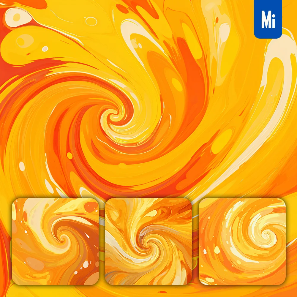 Midjourney Prompt Orange Yellow Swirl Abstract Wallpaper Background Painting Vector