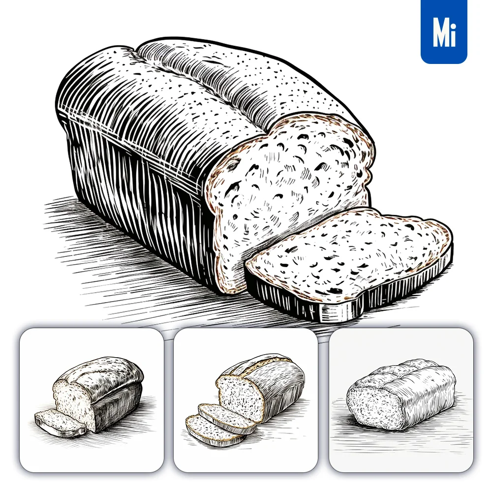 Midjourney Prompt Bread Black And White Drawing Victor Ink Illustration Logo