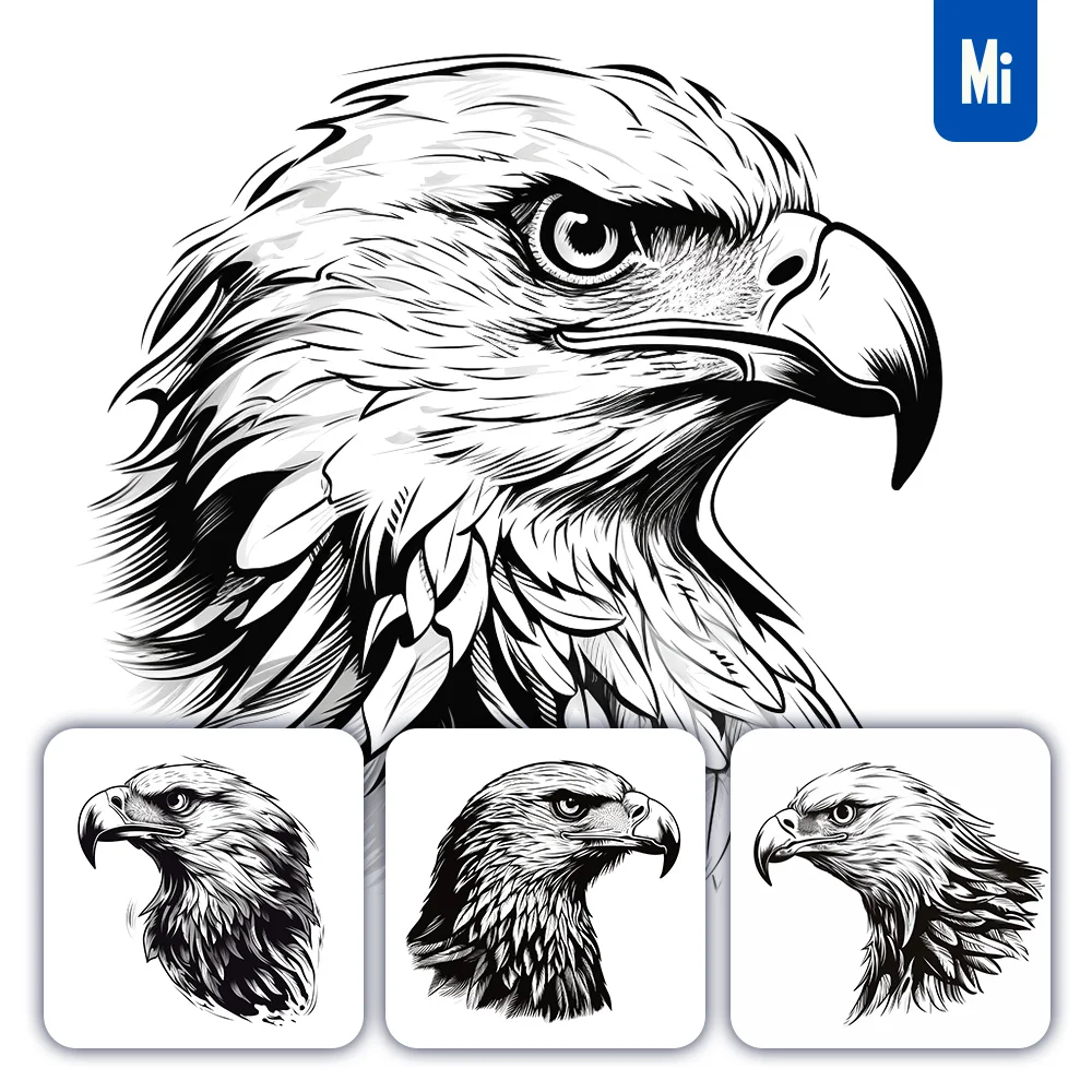 Midjourney Prompt Eagle Head Black And White Vector Illustration