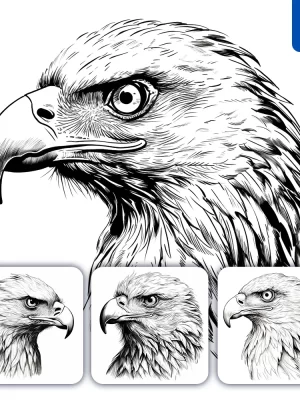 Midjourney Prompt Eagle Head Face Black And White Drawing Victor Ink Illustration Logo