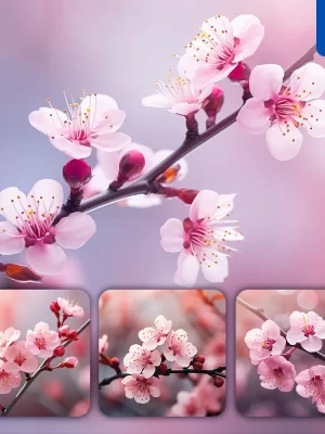 Midjourney Prompt Flower Plum Blossom Pink Petal Spring Photography