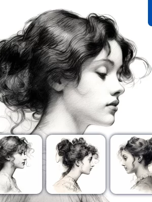 Midjourney Prompt Hair Lady Graphite Pencil Drawing Face Head Woman Sketch