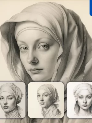 Midjourney Prompt Lady Pencil Drawing Face Head Woman Sketch