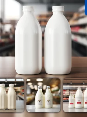 Midjourney Prompt Milk Bottle Shelf Supermarket Mockup