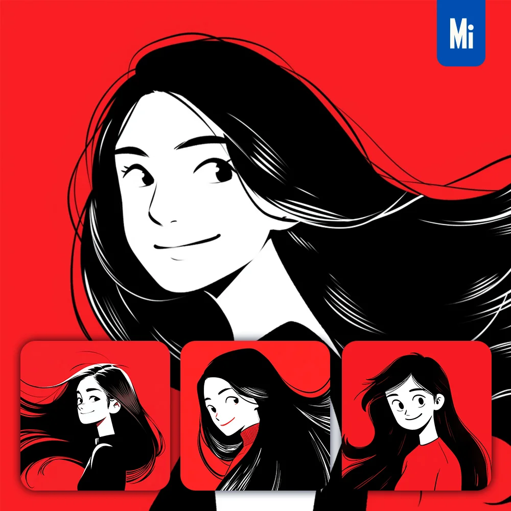 Midjourney Prompt Woman Lady Long Hair Smile Character Illustration Anime