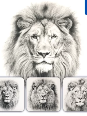 Midjourney Prompt Lion Head Sketch Pencil Drawing Black And White