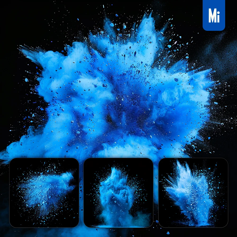 Midjourney Prompt Blue Powder Explosion Burst Blast