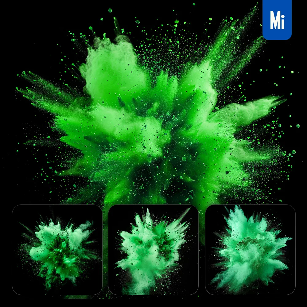 Midjourney Prompt Green Powder Explosion Burst Blast