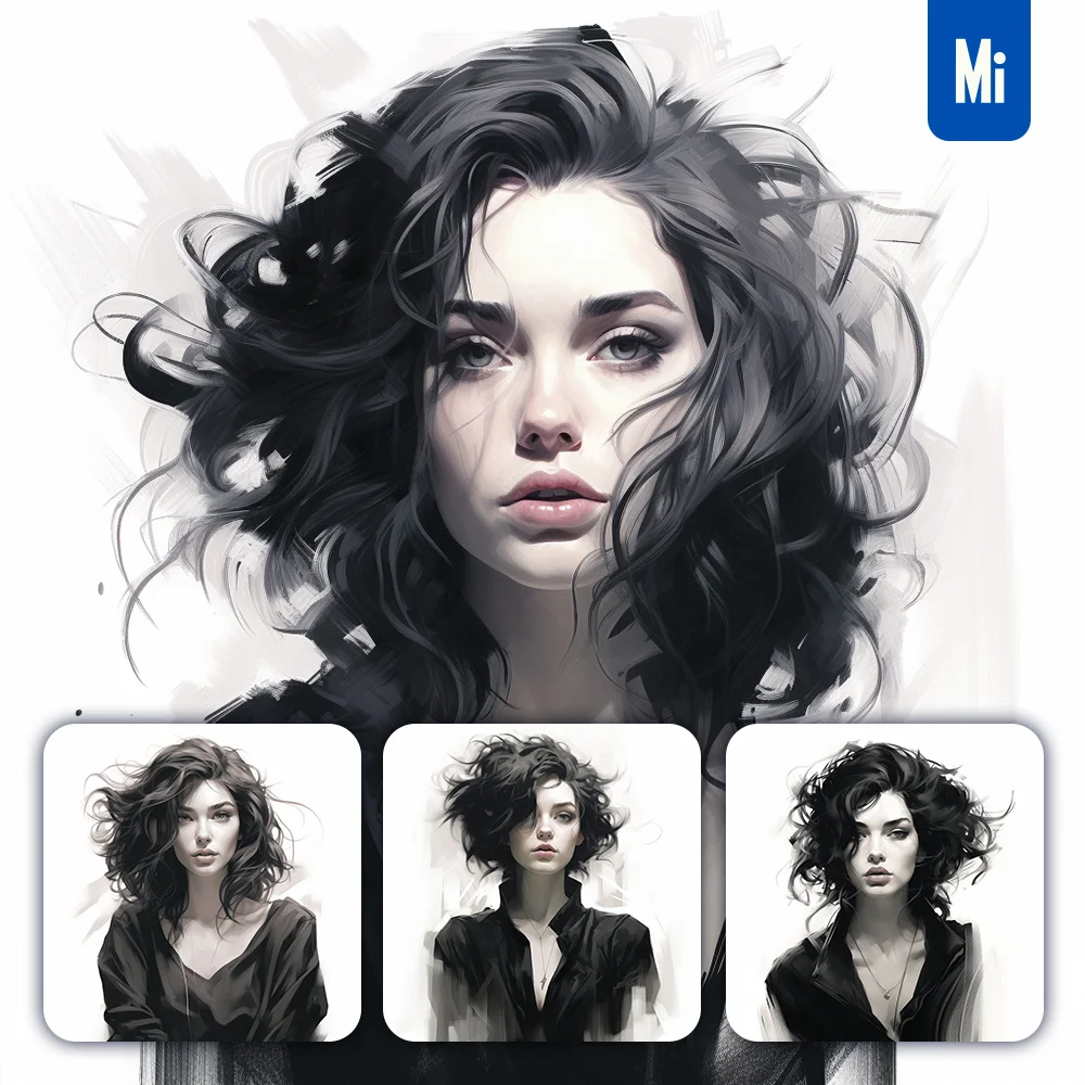 Midjourney Prompt Lady Girl Hair Beautiful Portrait Woman Brush Oil Painting Drawing