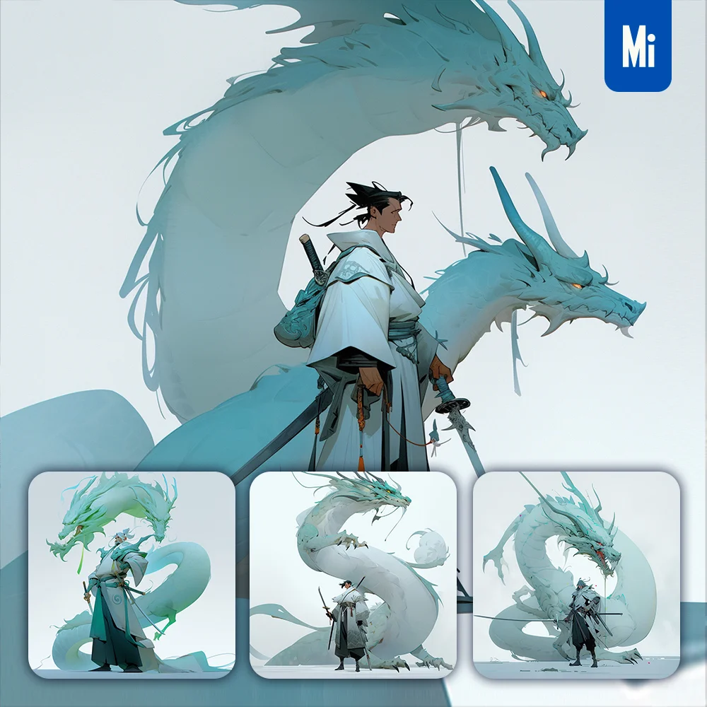 Midjourney Prompt Male Warrio Man Chinese Dragon Character Japanese 3d Cartoon Illustration