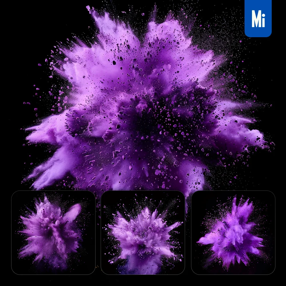 Midjourney Prompt Purple Powder Explosion Burst Blast