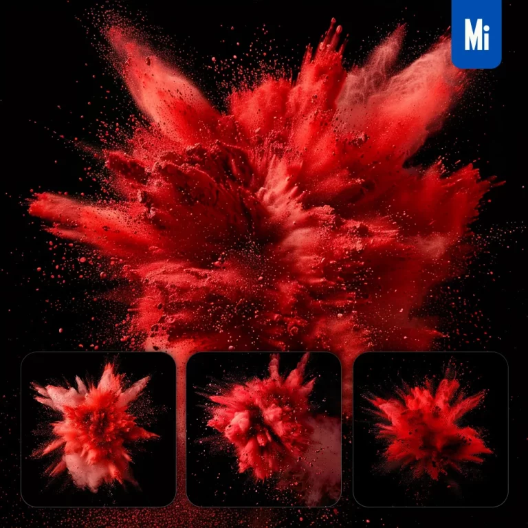 midjourney prompt red powder explosion burst blast