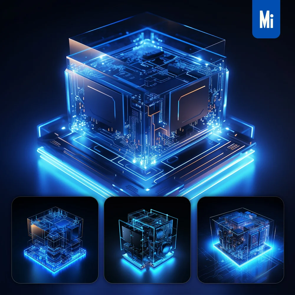 Midjourney Prompt Cpu Data Proces Server Wireframe Structural Isometric Digital Technological Technology Perspective