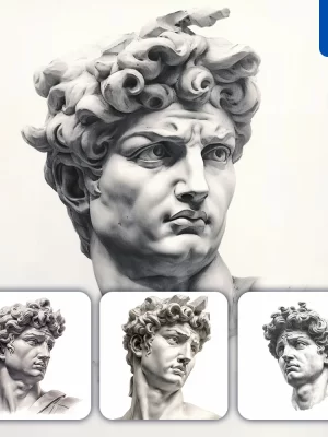 Midjourney Prompt David Statue Head Sketch Pencil Drawing Black And White