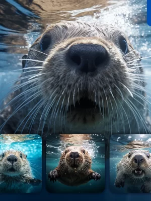 Midjourney Prompt Beaver Underwater Sea Light Swim Diving Photography